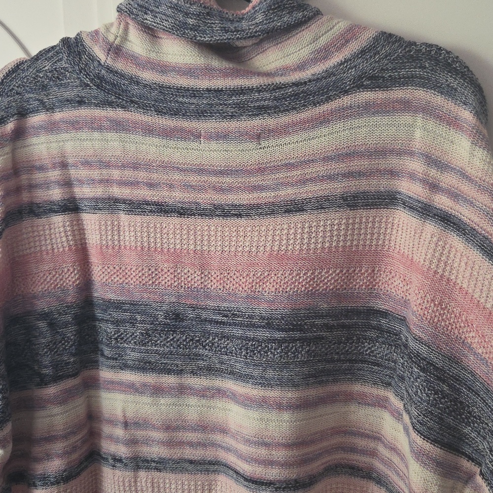 Striped Cotton Linen Blend Knit Sweater - Pink & Gray - Picture 12 of 12